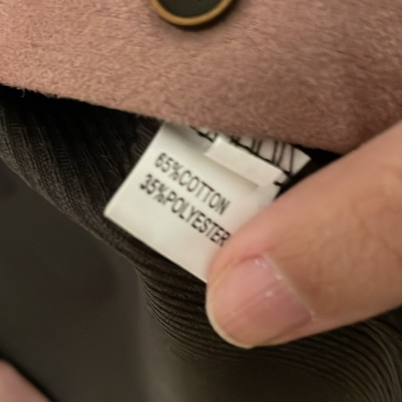 Grey Shacket with Pink Faux Suede Trim - Picture 2 of 4